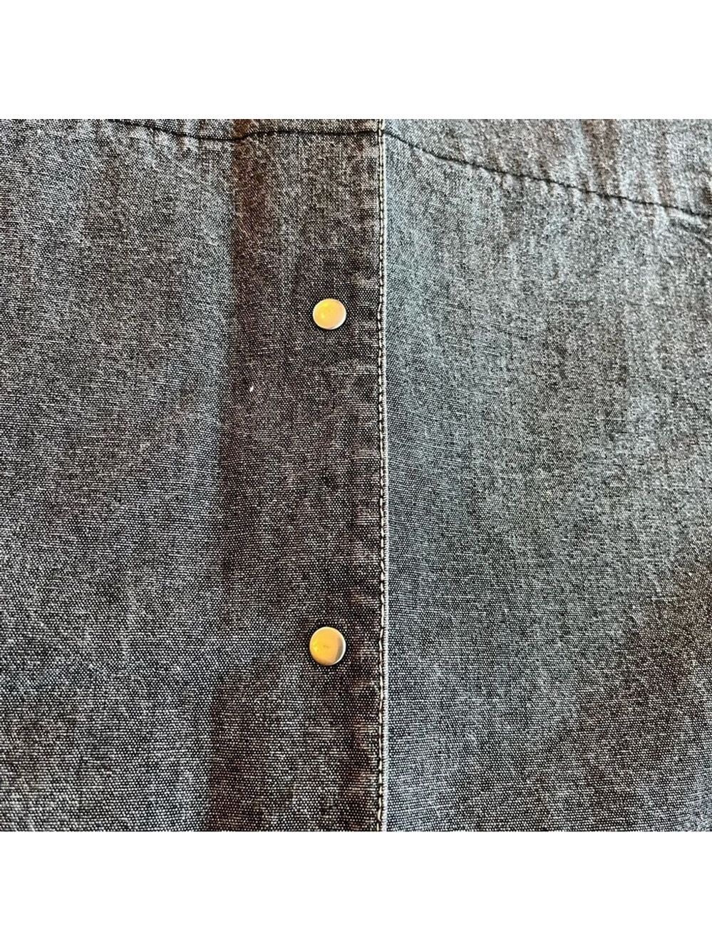 Midi Denim Shirt Dress Faded Black Jean Dress Red Trim Snap ButtonsTRISTAN Small - Picture 7 of 16